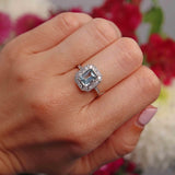 Ellibelle Jewellery Art Deco Style Aquamarine & Diamond Platinum Panel Ring
