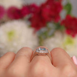 Ellibelle Jewellery Art Deco Style Aquamarine & Diamond Platinum Panel Ring