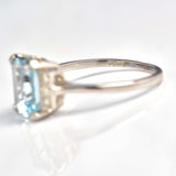 Ellibelle Jewellery Art Deco Style Aquamarine & Diamond Platinum Ring