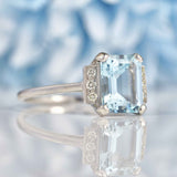 Ellibelle Jewellery Art Deco Style Aquamarine & Diamond Platinum Ring