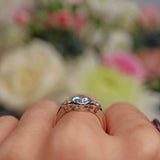 Ellibelle Jewellery Art Deco Style Aquamarine & Diamond Platinum Three-Stone Engagement Ring
