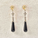 Ellibelle Jewellery Art Deco Style Black Onyx & Diamond Drop Earrings