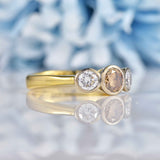Ellibelle Jewellery Art Deco Style Brown Diamond 18ct Gold Three-Stone Engagement Ring