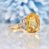 Ellibelle Jewellery Art Deco Style Citrine & Diamond 9ct Gold Dress Ring
