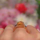 Ellibelle Jewellery Art Deco Style Citrine & Diamond 9ct Gold Dress Ring