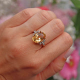 Ellibelle Jewellery Art Deco Style Citrine & Diamond 9ct Gold Dress Ring
