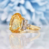 Ellibelle Jewellery Art Deco Style Citrine & Diamond 9ct Gold Dress Ring