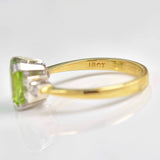 Ellibelle Jewellery Art Deco Style Cushion-Cut Peridot & Diamond 18ct Gold Ring