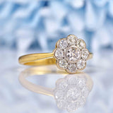 Ellibelle Jewellery Art Deco Style Diamond 18ct Gold Daisy Bezel Cluster Ring