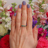 Ellibelle Jewellery Art Deco Style Emerald & Diamond 18ct Gold Half-Eternity Bezel Ring