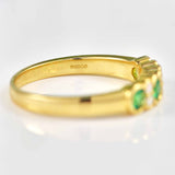 Ellibelle Jewellery Art Deco Style Emerald & Diamond 18ct Gold Half-Eternity Bezel Ring