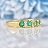Ellibelle Jewellery Art Deco Style Emerald & Diamond 18ct Gold Half-Eternity Bezel Ring