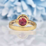 Ellibelle Jewellery Art Deco Style Garnet & Diamond 9ct Gold Bezel Ring
