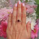 Ellibelle Jewellery Art Deco Style Garnet & Diamond 9ct Gold Bezel Ring