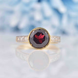 Ellibelle Jewellery Art Deco Style Garnet & Diamond 9ct Gold Bezel Ring