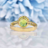Ellibelle Jewellery Art Deco Style Peridot & Diamond 9ct Gold Bezel Ring