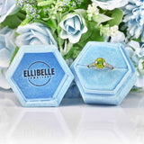 Ellibelle Jewellery Art Deco Style Peridot & Diamond 9ct Gold Bezel Ring