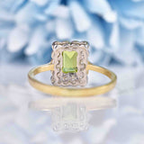 Ellibelle Jewellery Art Deco Style Peridot & Diamond 9ct Gold Rectangular Panel Ring