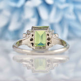 Ellibelle Jewellery Art Deco Style Peridot & Diamond Platinum Ring