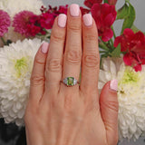 Ellibelle Jewellery Art Deco Style Peridot & Diamond Platinum Ring
