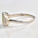 Ellibelle Jewellery Art Deco Style Peridot & Diamond Platinum Ring