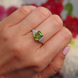 Ellibelle Jewellery Art Deco Style Peridot & Diamond Platinum Ring