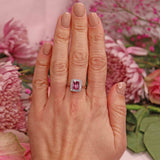 Ellibelle Jewellery Art Deco Style Pink Sapphire & Diamond 18ct White Gold Ring