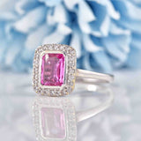 Ellibelle Jewellery Art Deco Style Pink Sapphire & Diamond 18ct White Gold Ring