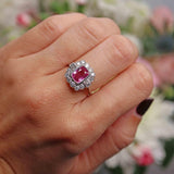 Ellibelle Jewellery Art Deco Style Pink Sapphire & Diamond Platinum Engagement Ring