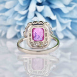 Ellibelle Jewellery Art Deco Style Pink Sapphire & Diamond Platinum Engagement Ring