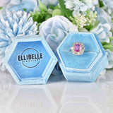 Ellibelle Jewellery Art Deco Style Pink Sapphire & Diamond Platinum Engagement Ring