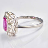 Ellibelle Jewellery Art Deco Style Pink Sapphire & Diamond Platinum Engagement Ring
