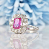 Ellibelle Jewellery Art Deco Style Pink Sapphire & Diamond Platinum Engagement Ring