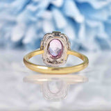 Ellibelle Jewellery Art Deco Style Pink Topaz & Diamond 9ct Gold Panel Ring