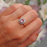 Ellibelle Jewellery Art Deco Style Pink Topaz & Diamond 9ct Gold Panel Ring