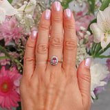 Ellibelle Jewellery Art Deco Style Pink Topaz & Diamond 9ct Gold Panel Ring