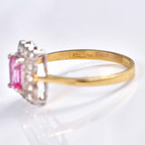 Ellibelle Jewellery Art Deco Style Pink Topaz & Diamond 9ct Gold Rectangular Panel Ring