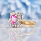 Ellibelle Jewellery Art Deco Style Pink Topaz & Diamond 9ct Gold Rectangular Panel Ring
