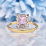 Ellibelle Jewellery Art Deco Style Pink Topaz & Diamond 9ct Gold Rectangular Panel Ring