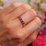 Ellibelle Jewellery Art Deco Style Ruby & Diamond 18ct Gold Half-Eternity Bezel Ring