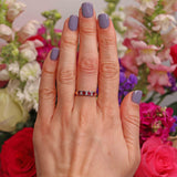 Ellibelle Jewellery Art Deco Style Ruby & Diamond 18ct Gold Half-Eternity Bezel Ring