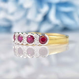 Ellibelle Jewellery Art Deco Style Ruby & Diamond 18ct Gold Half-Eternity Bezel Ring