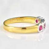 Ellibelle Jewellery Art Deco Style Ruby & Diamond 18ct Gold Half-Eternity Bezel Ring
