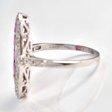 Ellibelle Jewellery Art Deco Style Ruby & Diamond 18ct White Gold Panel Ring