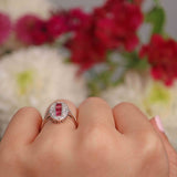 Ellibelle Jewellery Art Deco Style Ruby & Diamond 18ct White Gold Panel Ring