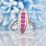 Ellibelle Jewellery Art Deco Style Ruby & Diamond 18ct White Gold Panel Ring