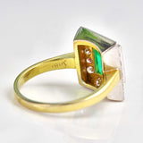 Ellibelle Jewellery Art Deco Style Synthetic Emerald & Diamond Panel Ring