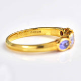 Ellibelle Jewellery Art Deco Style Tanzanite & Diamond Seven-Stone Bezel Ring