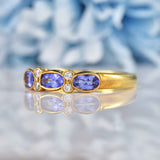 Ellibelle Jewellery Art Deco Style Tanzanite & Diamond Seven-Stone Bezel Ring