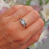 Ellibelle Jewellery Art Deco Style Topaz 9ct Gold Bezel Trilogy Ring